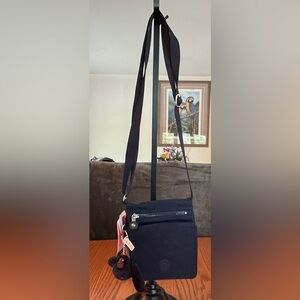 Kipling True Blue Tonal Crossbody Classic Navy Bag with Plush Charm NWT